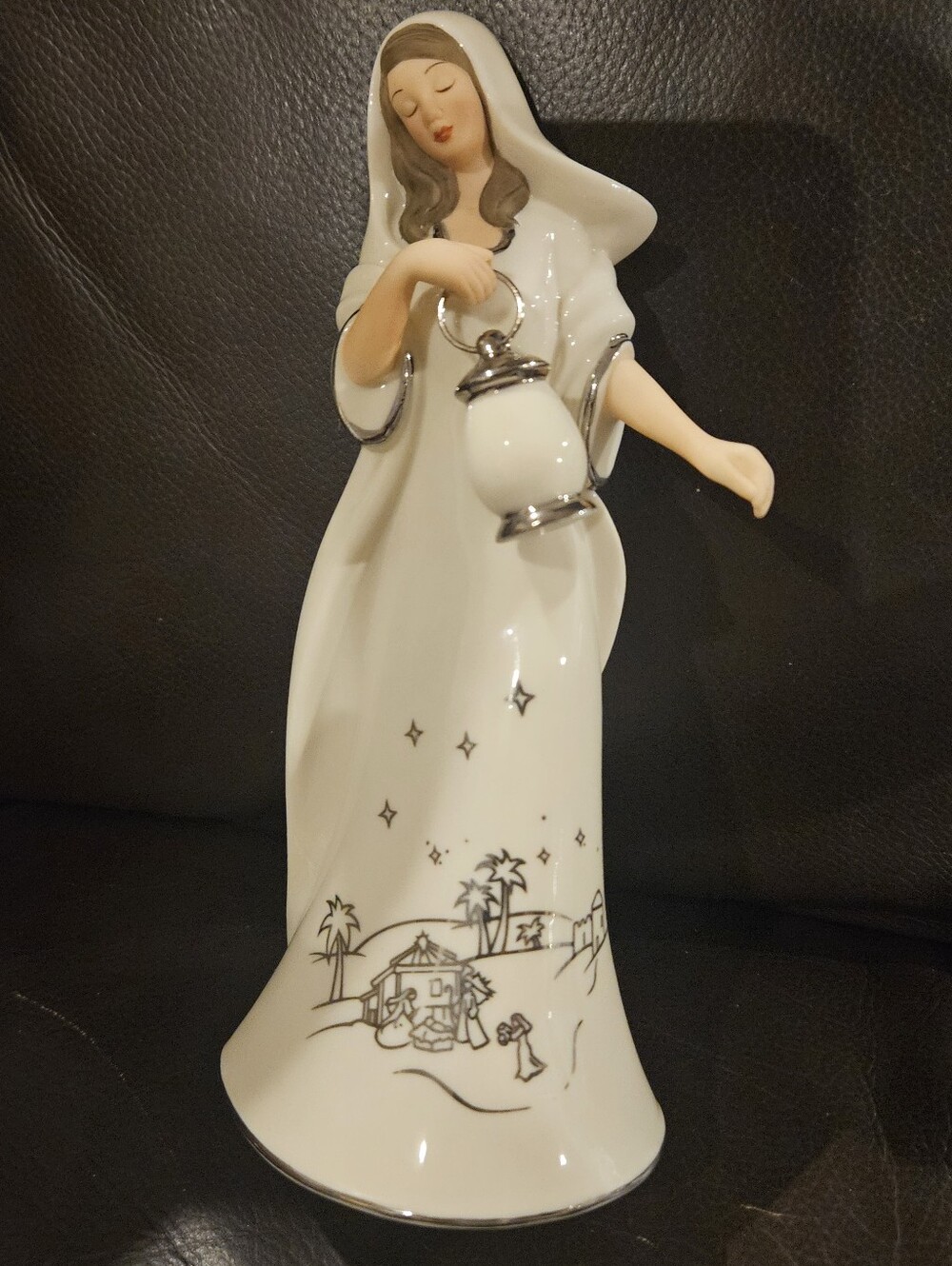 Hawthorn Village- Silver Blessings Nativity-"Bringing Light" Creamic Figure